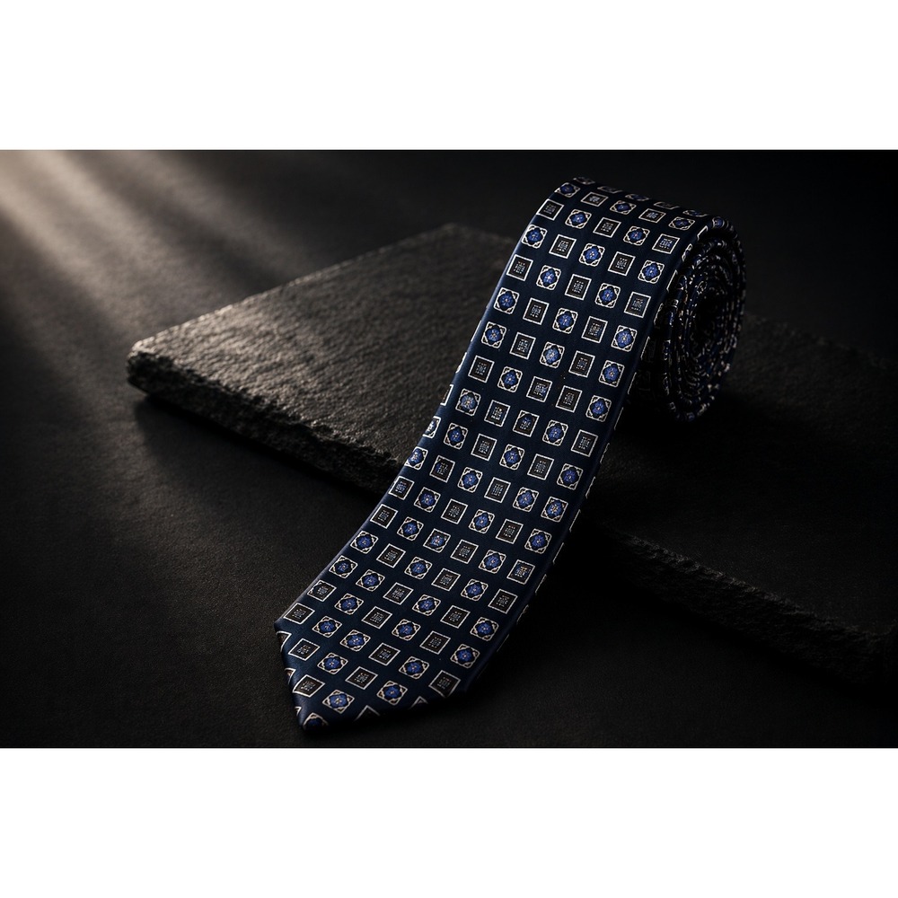 Robert Talbott Best of Class Bond Street Navy Blue Geometric Silk Necktie Tie